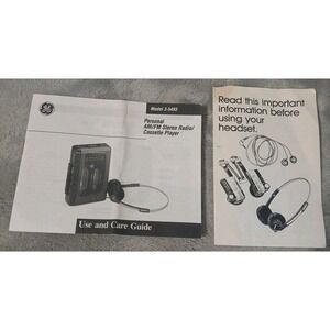 GE Personal Cassette Player Model 3-5493 Use And Care Guide Manual